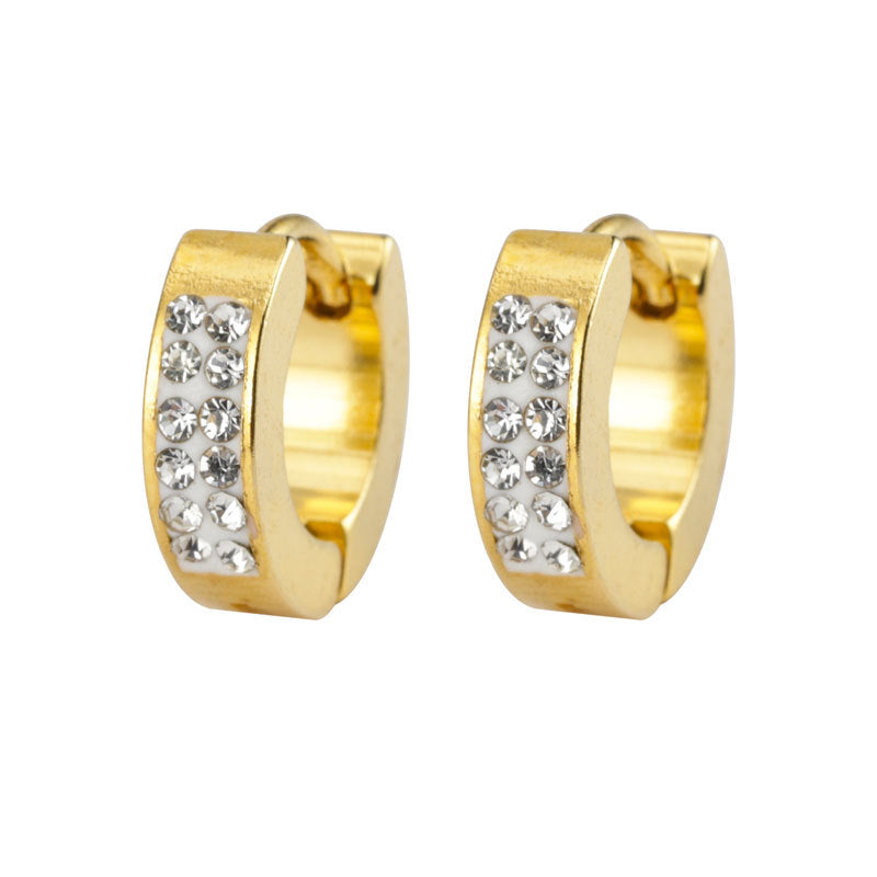 Wholesale Round Stainless Steel Micro Diamond Titanium Steel Earrings